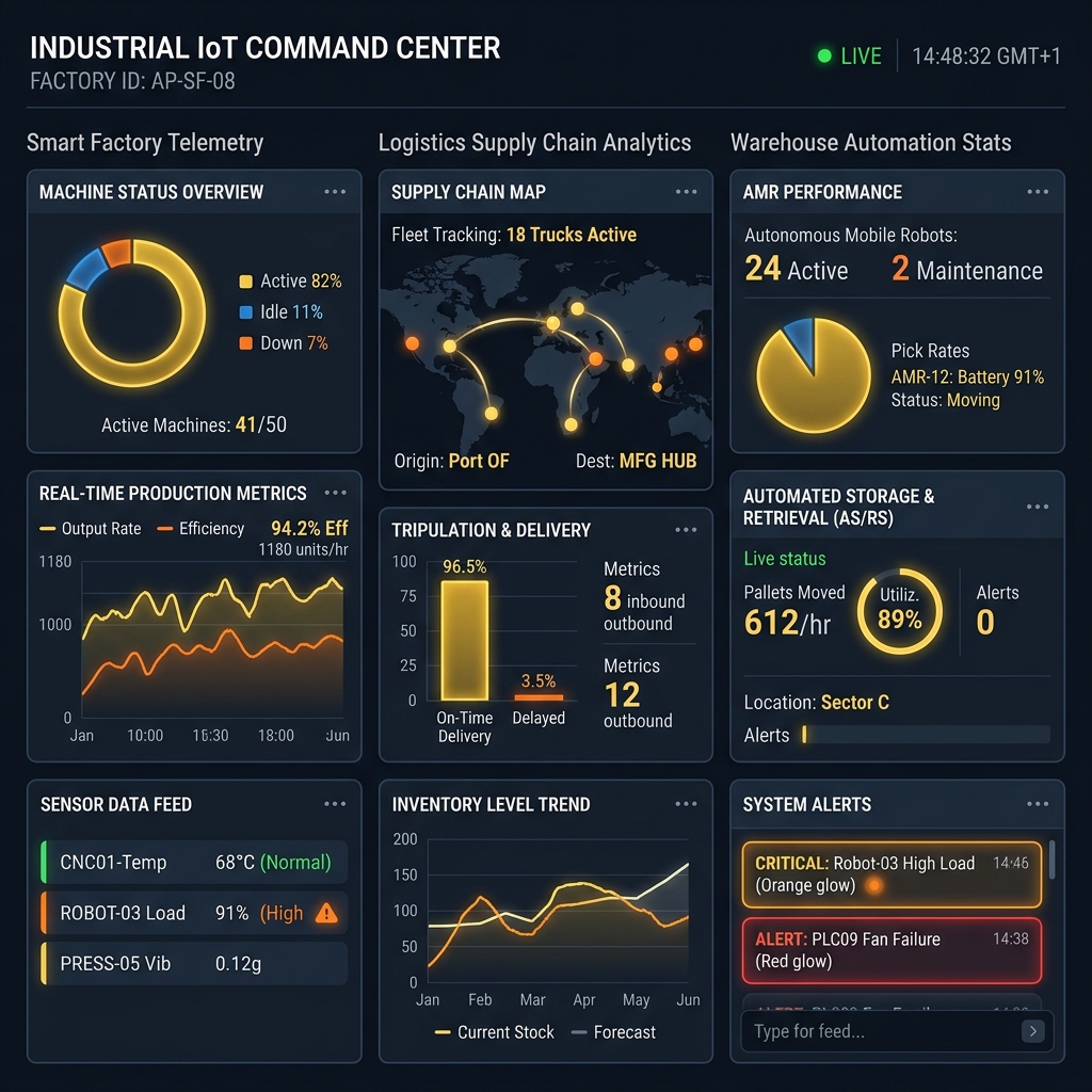 WMS and IoT automation software dashboard